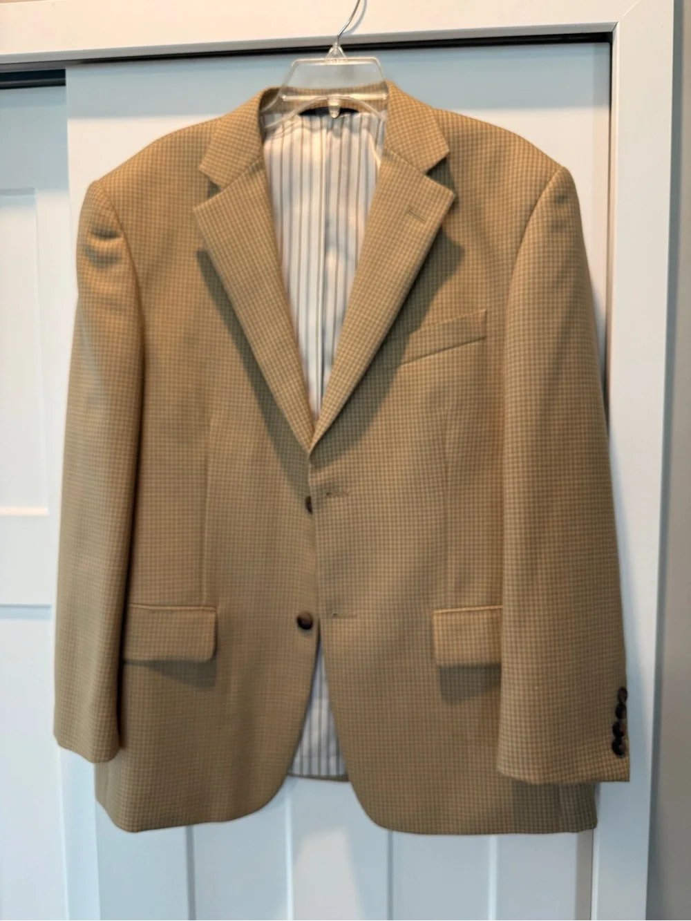 Haggar Men's Beige Check Two-Button Blazer-size 40S